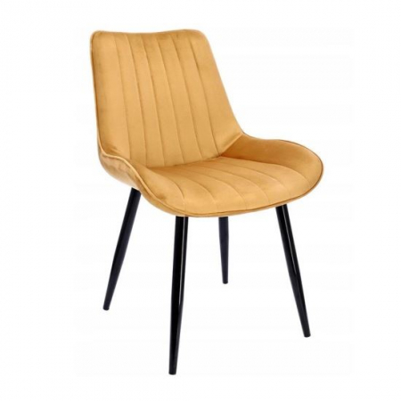 Scaune bucatarie - SCAUN BUCATARIE/LIVING, CATIFEA, METAL, GALBEN MUSTAR, 54X61X83 CM, VIVA