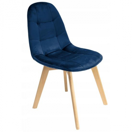 Scaune bucatarie - SCAUN BUCATARIE/LIVING, CATIFEA SI PU, ALBASTRU MARIN, 43X54X81 CM, COLIN