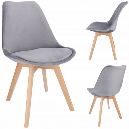 SCAUN BUCATARIE/LIVING, LEMN, CATIFEA, GRI, 49X60X82 CM, BARI [7]