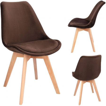 SCAUN BUCATARIE/LIVING, LEMN, CATIFEA, MARO, 49X60X82 CM, BARI [5]