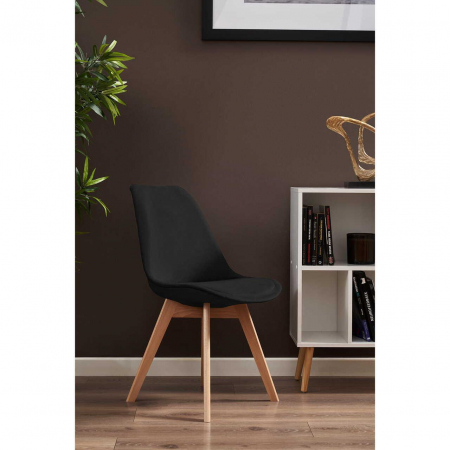 SCAUN BUCATARIE/LIVING, LEMN, CATIFEA, NEGRU, 49X60X82 CM, BARI [7]