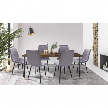 SCAUN BUCATARIE/LIVING, MATLASAT, CATIFEA, METAL, GRI, 44X52X89 CM, PIADO [6]