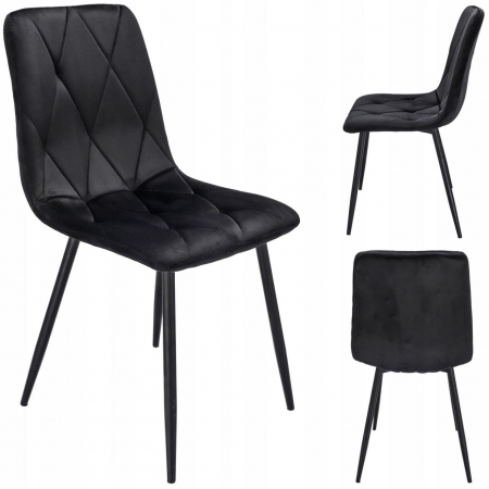 SCAUN BUCATARIE/LIVING, MATLASAT, CATIFEA, METAL, NEGRU, 44X52X89 CM, PIADO [5]