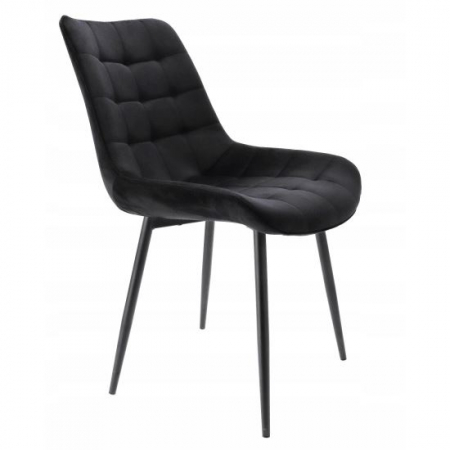 Scaune bucatarie - SCAUN BUCATARIE/LIVING, METALIC, CATIFEA, NEGRU, 53X63X83 CM, MISTY