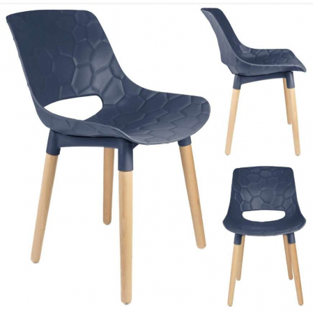 SCAUN BUCATARIE/LIVING, PP, ALBASTRU, LEMN, MAX 130 KG, 45X55X77 CM, DAVIS [7]