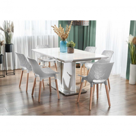 SCAUN BUCATARIE/LIVING, PP, LEMN, MAX 130 KG, ALB, 45X55X77 CM, DAVIS [11]