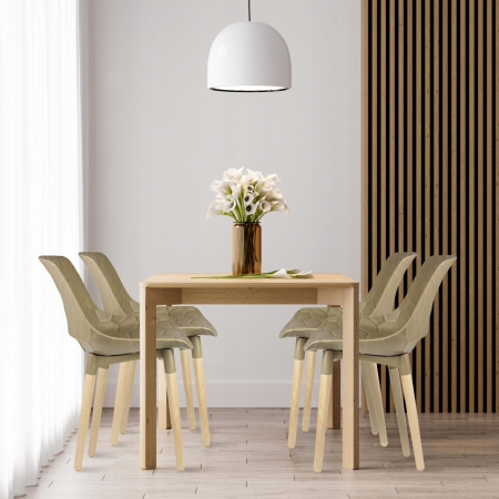 SCAUN BUCATARIE/LIVING, PP, LEMN, MAX 130 KG, BEJ, 45X55X77 CM, DAVIS [7]