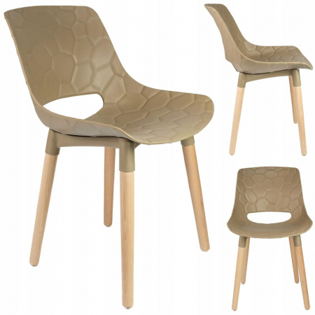 SCAUN BUCATARIE/LIVING, PP, LEMN, MAX 130 KG, BEJ, 45X55X77 CM, DAVIS [8]