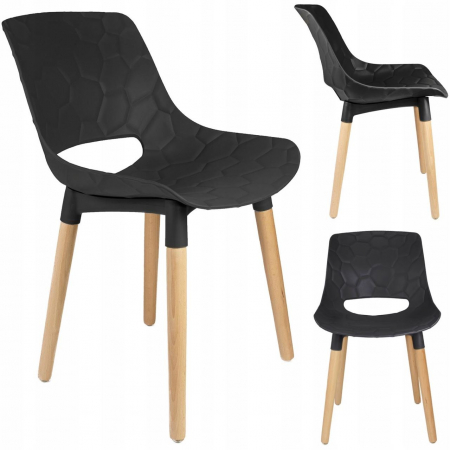 SCAUN BUCATARIE/LIVING, PP, LEMN, MAX 130 KG, NEGRU, 45X55X77 CM, DAVIS [7]