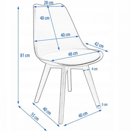 SCAUN BUCATARIE/LIVING, SEZUT PU, ALB, 48.5X54X82 CM, OSLO [9]