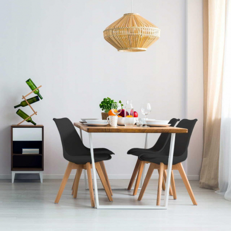 SCAUN BUCATARIE/LIVING, SEZUT PU, NEGRU, 48.5X54X82 CM, OSLO [8]
