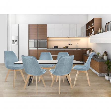 SCAUN BUCATARIE/LIVING, STOFA, LEMN, ALBASTRU DESCHIS, 49X55X82 CM, ALTA [7]