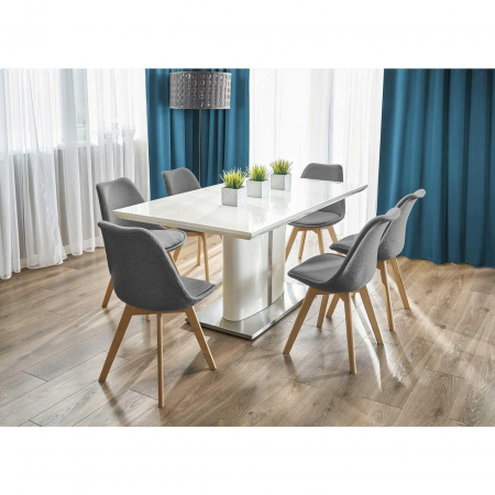 SCAUN BUCATARIE/LIVING, STOFA, LEMN, GRI, 49X55X82 CM, ALTA [10]