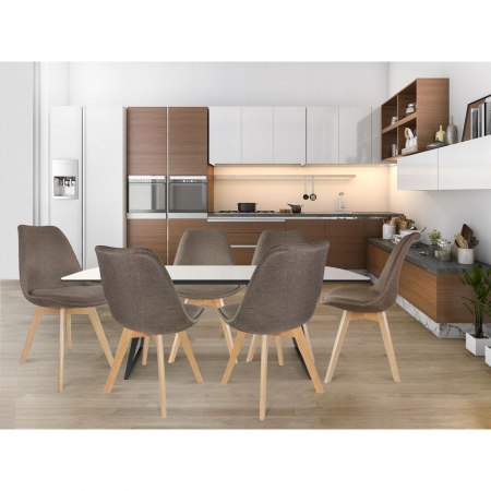SCAUN BUCATARIE/LIVING, STOFA, LEMN, MARO, 49X55X82 CM, ALTA [7]