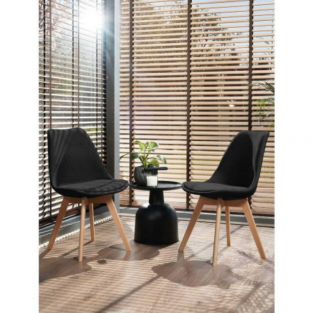 SCAUN BUCATARIE/LIVING, STOFA, LEMN, NEGRU, 49X55X82 CM, ALTA [6]