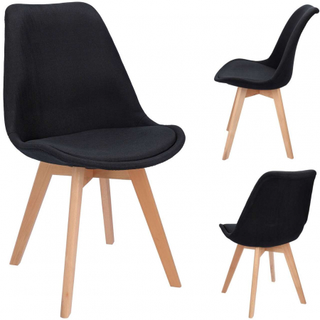 SCAUN BUCATARIE/LIVING, STOFA, LEMN, NEGRU, 49X55X82 CM, ALTA [5]