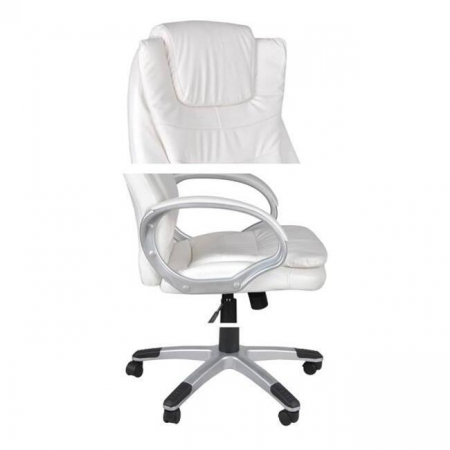 SCAUN DE BIROU, MALATEC, ROTATIV, FUNCTIE TILT, PIELE ECOLOGICA, ALB, MAX 130 KG, 68X51X110/120 CM [2]