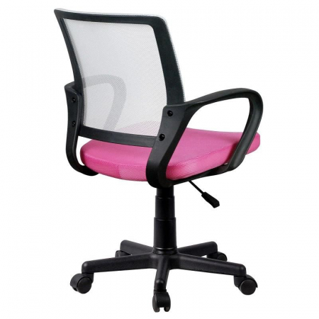 SCAUN DE BIROU PENTRU COPII, ROTATIV, ALB, ROZ SI NEGRU, MAX 100 KG, 53X56.5X81/93 CM [4]