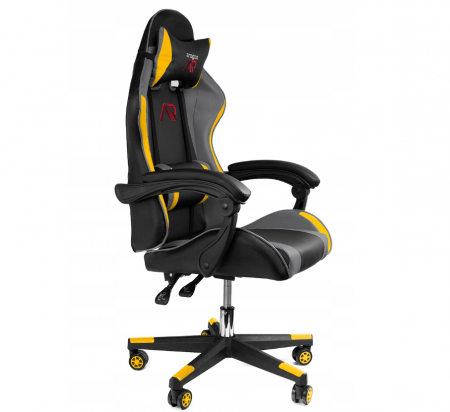SCAUN DE GAMING, CU PERNA LOMBARA, NEGRU/GALBEN [1]