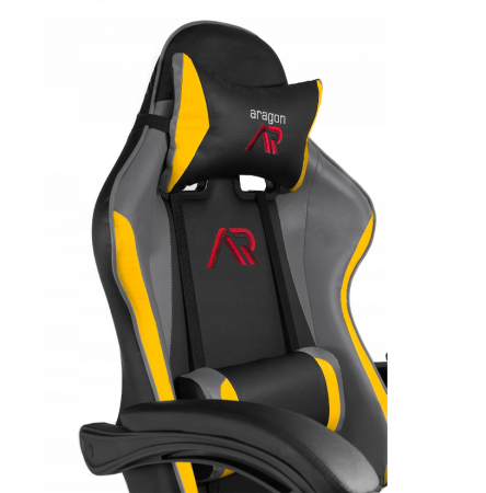 SCAUN DE GAMING, CU PERNA LOMBARA, NEGRU/GALBEN [2]
