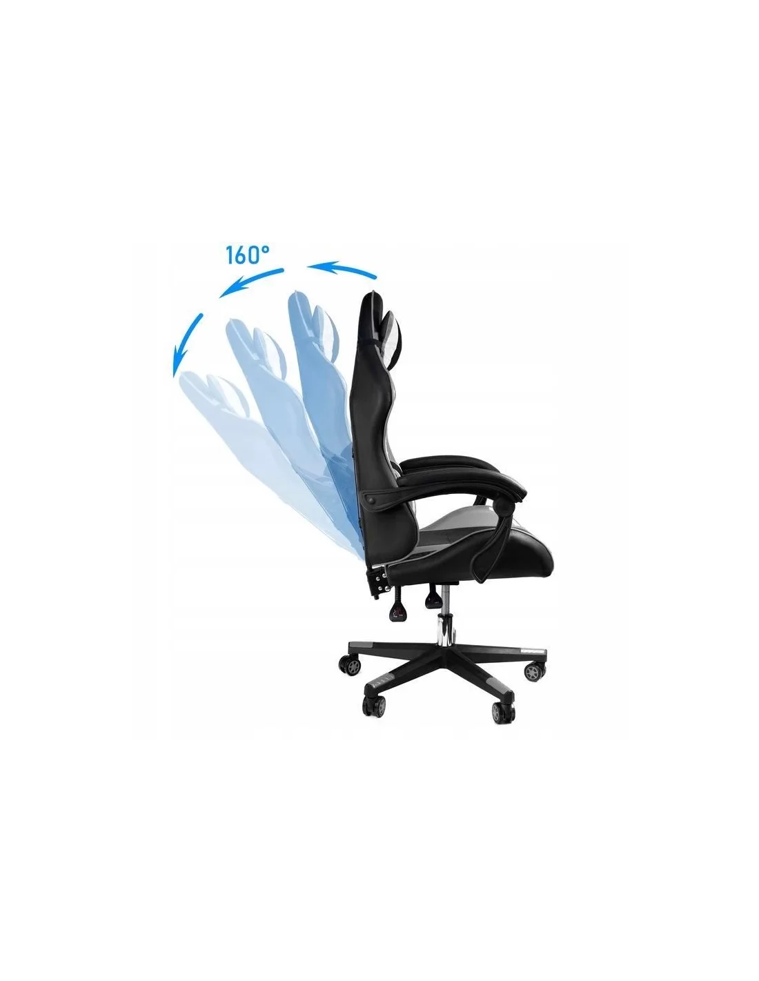 SCAUN DE GAMING,CU PERNA LOMBARA, NEGRU/GRI/ALB [1]