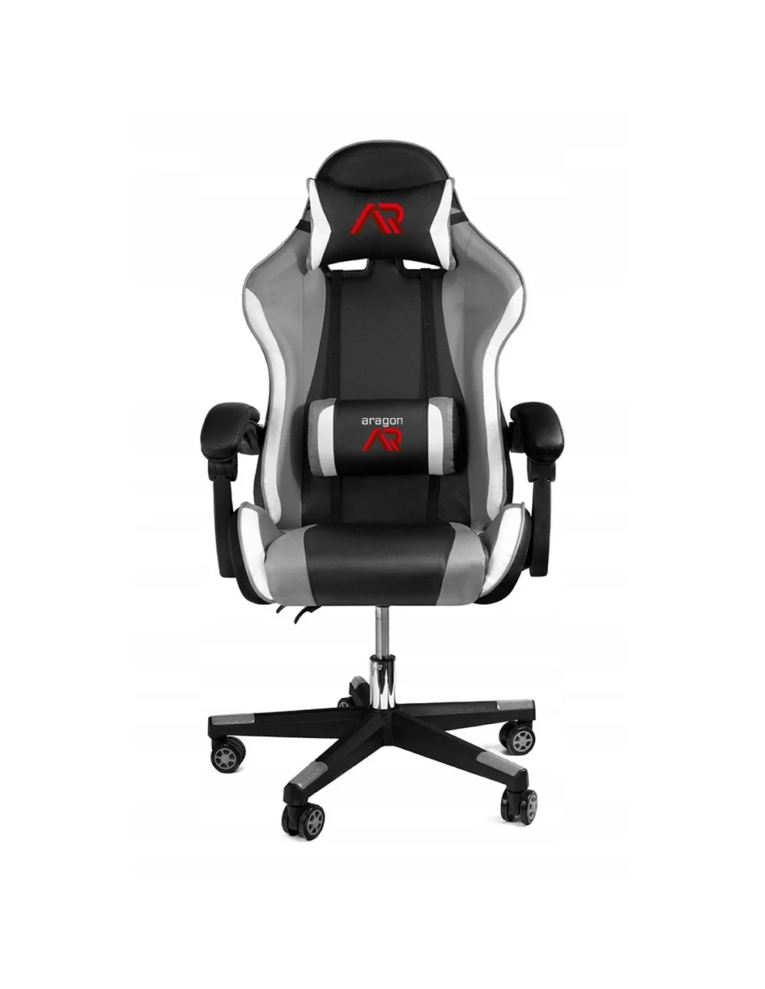 Scaune gaming - SCAUN DE GAMING,CU PERNA LOMBARA, NEGRU/GRI/ALB
