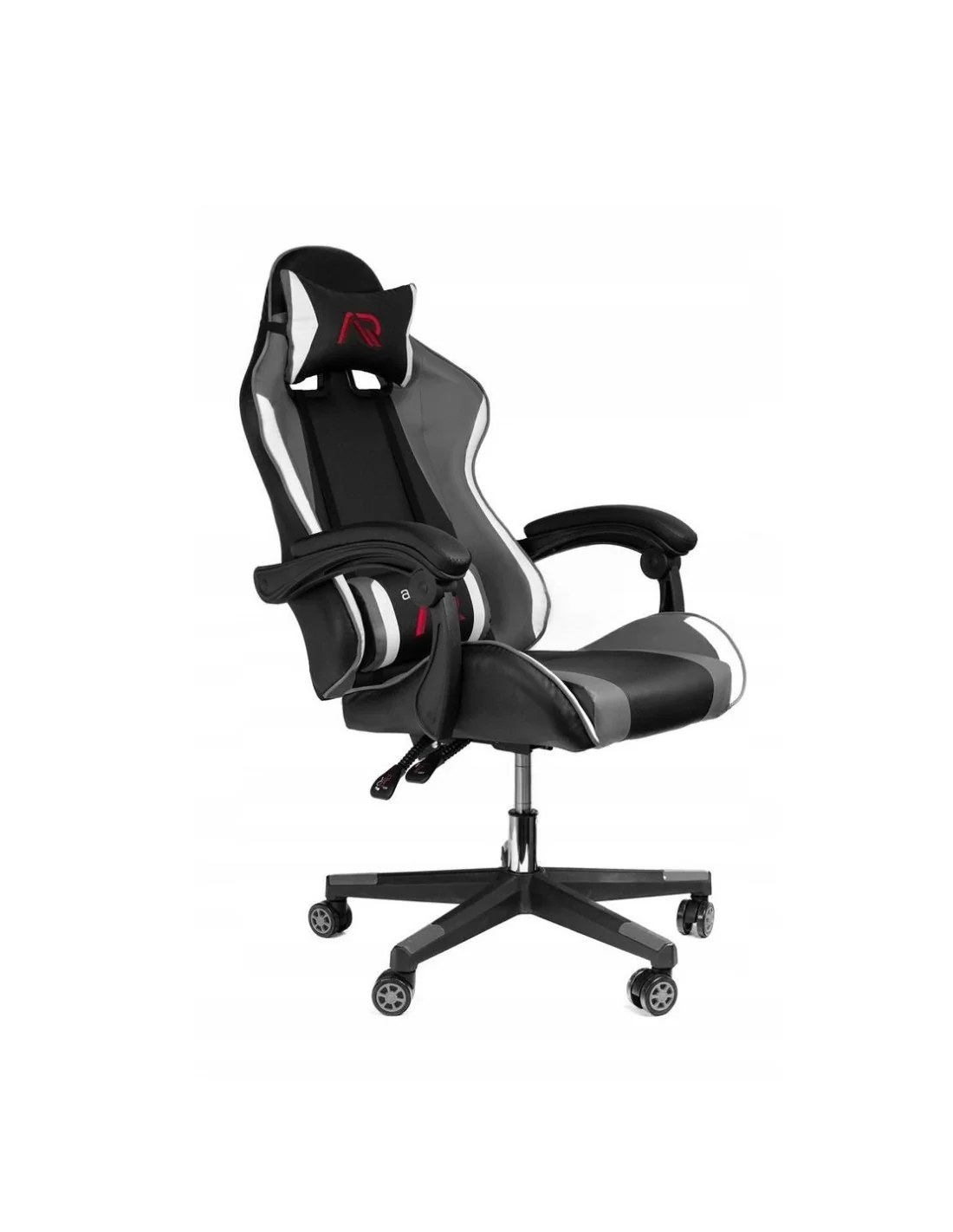 SCAUN DE GAMING,CU PERNA LOMBARA, NEGRU/GRI/ALB [3]