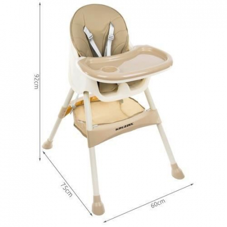 SCAUN DE MASA PENTRU BEBELUSI, 3 IN 1, BEJ, MAX 20 KG, 60X75X92 CM, KRUZZEL [1]