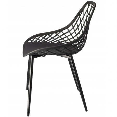 Scaun de terasa,cu picioare de metal,negre Modern, Negru [3]