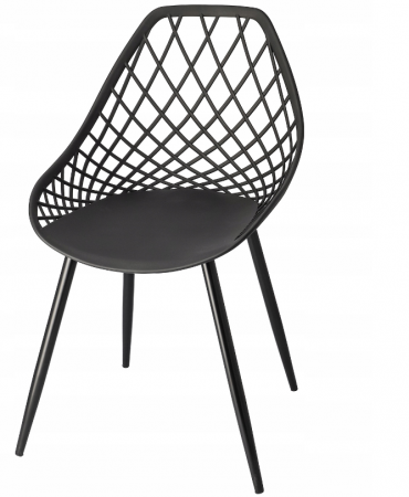 Scaun de terasa,cu picioare de metal,negre Modern, Negru [1]