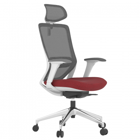 Birouri - SCAUN ERGONOMIC COL, ROSU, CU BAZA ALUMINIU
