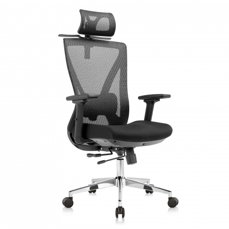 Amenajari Interioare - SCAUN ERGONOMIC LUCA CU BAZA CROM, NEGRU