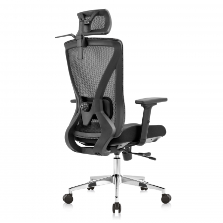 SCAUN ERGONOMIC LUCA CU BAZA CROM, NEGRU [3]