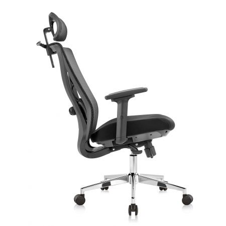 SCAUN ERGONOMIC LUCA CU BAZA CROM, NEGRU [2]