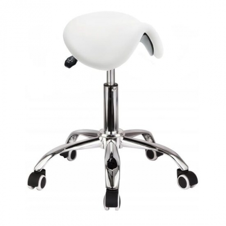 Scaune - SCAUN SALON COSMETICA, RODEO, ROTATIV, ALB, CU HUSA NEAGRA, 37X38X65 CM
