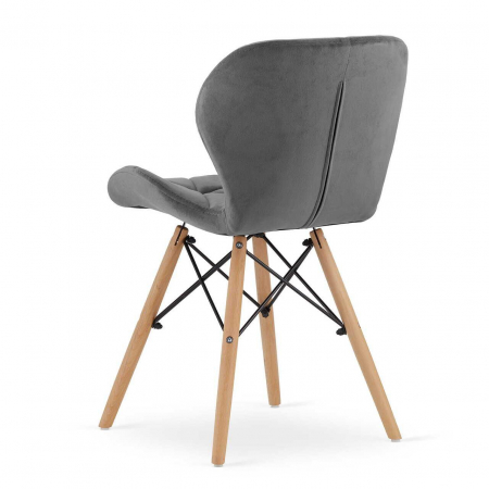 SCAUN STIL SCANDINAV, ARTOOL, LAGO VELVET, CATIFEA, LEMN, GRI, 48X43X74 CM [10]