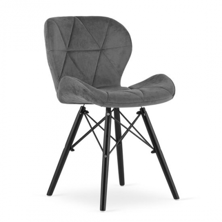 Scaune stil snadinav - SCAUN STIL SCANDINAV, ARTOOL, LAGO VELVET, CATIFEA, LEMN, GRI SI NEGRU, 47X52X73.5 CM