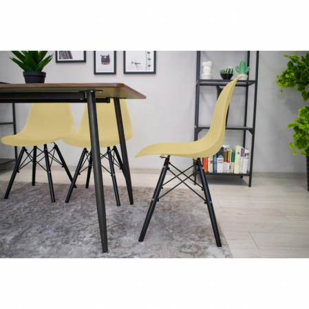 SET 4 SCAUNE STIL SCANDINAV, ARTOOL, OSAKA, PP, LEMN, CREM SI NEGRU, 46X54X81 CM [8]