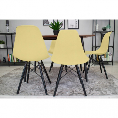 SET 4 SCAUNE STIL SCANDINAV, ARTOOL, OSAKA, PP, LEMN, CREM SI NEGRU, 46X54X81 CM [9]