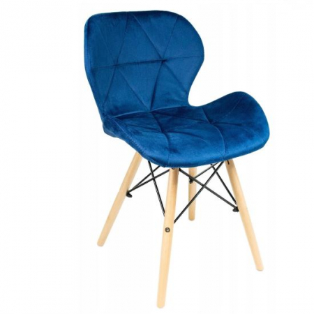 Scaune stil snadinav - SCAUN STIL SCANDINAV, CATIFEA, LEMN, ALBASTRU, 46X50X73 CM, VELVET