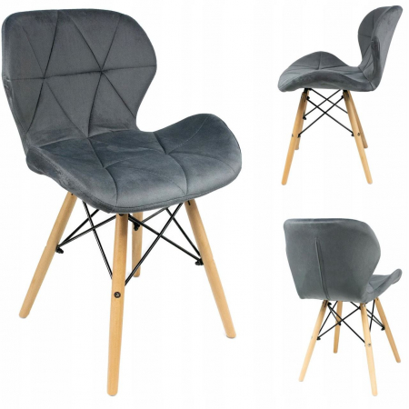 SCAUN STIL SCANDINAV, CATIFEA, LEMN, GRI, 46X50X73 CM, VELVET [3]