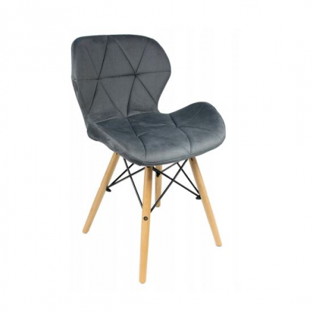 Scaune stil snadinav - SCAUN STIL SCANDINAV, CATIFEA, LEMN, GRI, 46X50X73 CM, VELVET