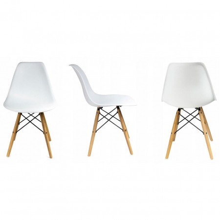 SCAUN STIL SCANDINAV, PLASTIC, LEMN, ALB, 46X52X81 CM, EVA [2]