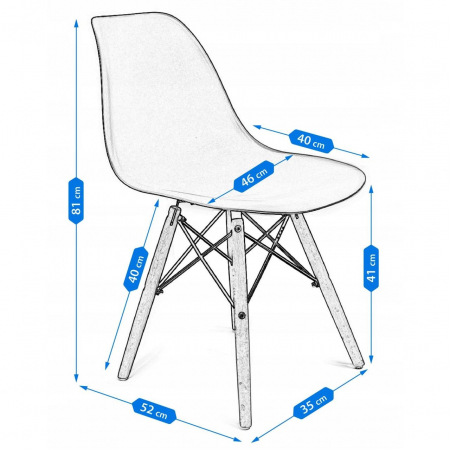 SCAUN STIL SCANDINAV, PLASTIC, LEMN, ALB, 46X52X81 CM, EVA [3]