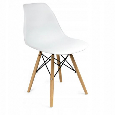 Scaune stil snadinav - SCAUN STIL SCANDINAV, PLASTIC, LEMN, ALB, 46X52X81 CM, EVA