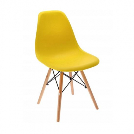 Scaune - SCAUN STIL SCANDINAV, PLASTIC, LEMN, GALBEN, 46X52X81 CM, EVA, JUMI