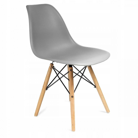 SCAUN STIL SCANDINAV, PLASTIC, LEMN, GRI, 46X52X81 CM, EVA [4]