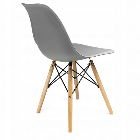 SCAUN STIL SCANDINAV, PLASTIC, LEMN, GRI, 46X52X81 CM, EVA [7]