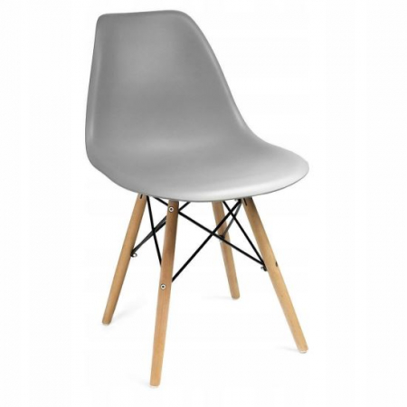 Scaune - SCAUN STIL SCANDINAV, PLASTIC, LEMN, GRI, 46X52X81 CM, EVA