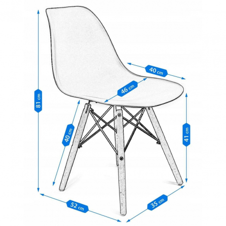 SCAUN STIL SCANDINAV, PLASTIC, LEMN, GRI, 46X52X81 CM, EVA [1]